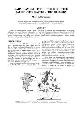 Karachay Lake Is the Storage of the Radioactive Wastes Under Open Sky