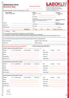 Genetics Dog Submission Form