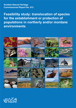 Feasibility Study: Translocation of Species for the Establishment Or Protection of Populations in Northerly And/Or Montane Environments