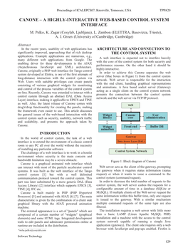 Canone -- a Highly-Interactive Web-Based Control System Interface