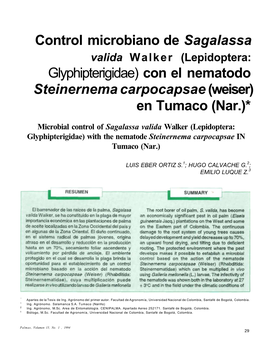 Glyphipterigidae) Con El Nematodo Steinernema Carpocapsae(Weiser)