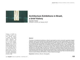 Architecture Exhibitions in Brazil, a Brief History