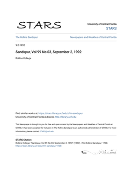 Sandspur, Vol 99 No 03, September 2, 1992