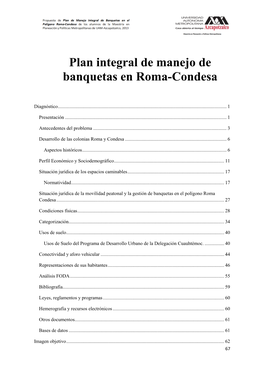 Plan Integral De Manejo De Banquetas En Roma-Condesa