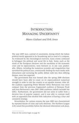 Introduction: Managing Uncertainty 43 As Their Primary Concern