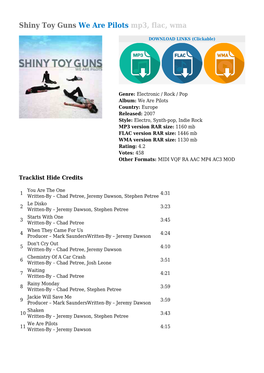 Shiny Toy Guns We Are Pilots Mp3, Flac, Wma