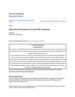 Fabrication and Properties of Cu-Sic-GNP Composites