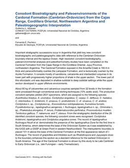 Conodont Biostratigraphy and Paleoenvironments of the Cardonal