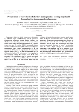 Rapid Cold- Hardening ﬁne-Tunes Organismal Response Scott M