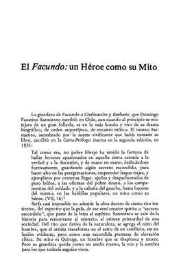 El Facundo: Un H~Roe Como Su Mito