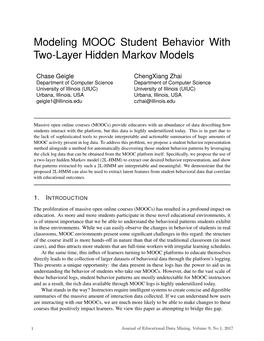 Modeling MOOC Student Behavior with Two-Layer Hidden Markov Models