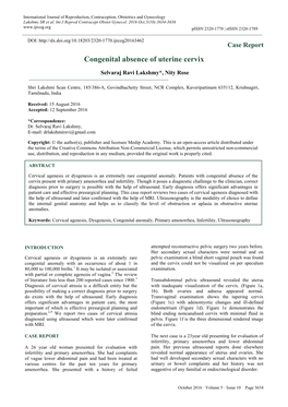 Congenital Absence of Uterine Cervix