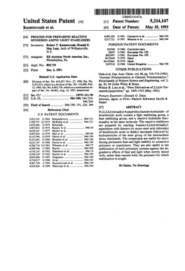 United States Patent (19) 11) Patent Number: 5,214,147 Kazmierczak Et Al