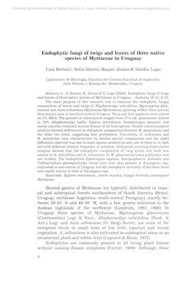 Endophytic Fungi of Twigs and Leaves of Three Native Species of Myrtaceae in Uruguay