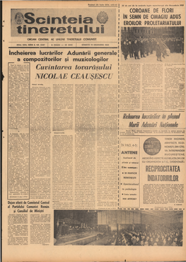 Cuvîntarea Tovarășului NICOLAE CEA UȘESCU