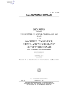 Nasa Management Problems Hearing Committee On