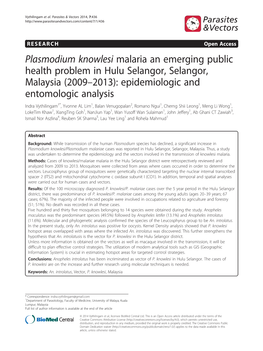 Plasmodium Knowlesi