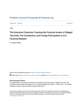 Freezing the Financial Assets of Alleged Terrorists, the Constitution, and Foreign Participation in U.S