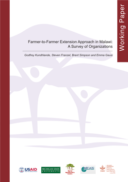 Farmer-To-Farmer Extension Approach in Malawi: a Survey of Organizations