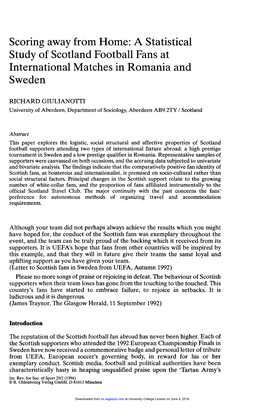 A Statistical Study of Scotland Football Fans at International Matches in Romania and Sweden