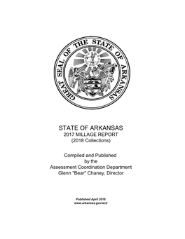 STATE of ARKANSAS 2017 MILLAGE REPORT (2018 Collections)