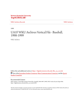 Baseball, 1998-1999 WKU Archives