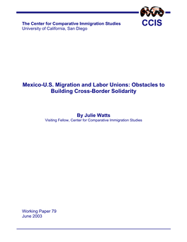 Mexico-US Migration and Labor Unions