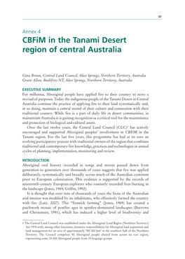 Cbfim in the Tanami Desert Region of Central Australia