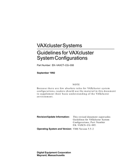 Guidelines for Configuring Vaxcluster Systems