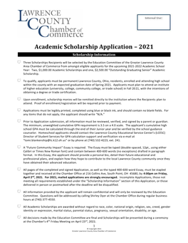 Academic Scholarship Application – 2021 Scholarship Information