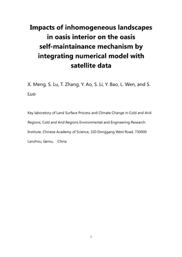 Impacts of Inhomogeneous Landscapes in Oasis Interior on the Oasis Self-Maintainance Mechanism by Integrating Numerical Model with Satellite Data