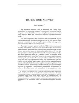 Too Big to Be Activist