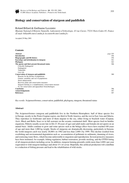 Biology and Conservation of Sturgeon and Paddlefish