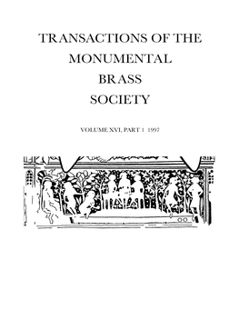 Transactions of the Monumental Brass Society