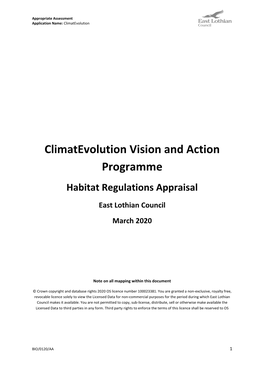 Draft Habitats Regulations Appraisal Climatevolution