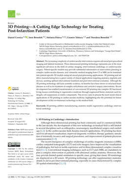 3D Printing—A Cutting Edge Technology for Treating Post-Infarction Patients