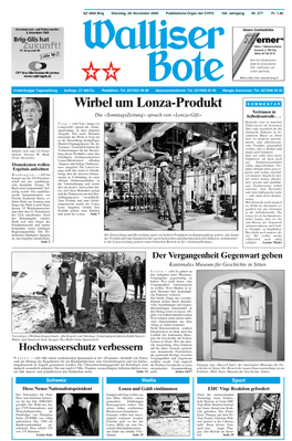 Wirbel Um Lonza-Produkt Vertrauen in Die «Sonntagszeitung» Sprach Von «Lonza-Gift» Selbstkontrolle