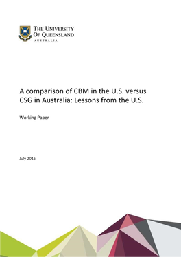 A Comparison of CBM in the US Versus CSG in Australia