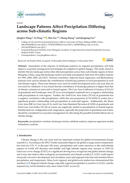 Landscape Patterns Affect Precipitation Differing Across Sub-Climatic Regions