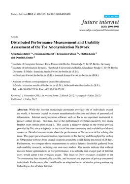 Distributed Performance Measurement and Usability Assessment of the Tor Anonymization Network