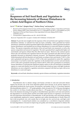 Responses of Soil Seed Bank and Vegetation to the Increasing Intensity of Human Disturbance in a Semi-Arid Region of Northern China