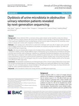 Dysbiosis of Urine Microbiota in Obstructive Urinary Retention