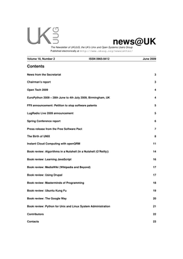 News@UK the Newsletter of UKUUG, the UK’S Unix and Open Systems Users Group Published Electronically At