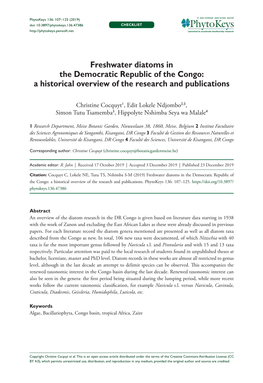 Freshwater Diatoms in the Democratic Republic of the Congo: a Historical Overview of the Research and Publications