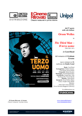 Orson Welles the Third Man – Il Terzo Uomo