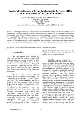 Territorial Implications of Urban Development in the Towns of Dolj County Between the 14Th and the 20Th Centuries