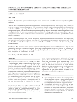 Finding and Interpreting Genetic Variations That Are Important to Ophthalmologists