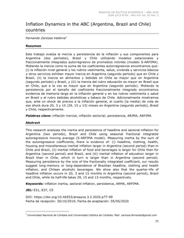 Inflation Dynamics in the ABC (Argentina, Brazil and Chile) Countries