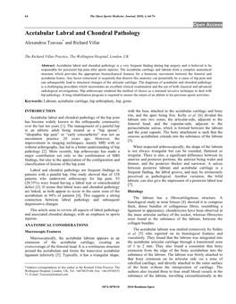 Acetabular Labral and Chondral Pathology Alexandros Tzaveas* and Richard Villar