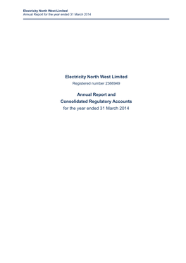 Pdf Electricity North West Limited Regulatory Accounts 31 March